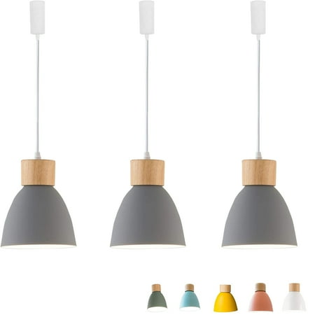 

FSLiving H-Type Track Lights Adjustable Wire Lamp Modern Pendant Lighting Fixtures w/ Macaron Aluminum Shade for Kitchen Island Bulb Not Included - Grey