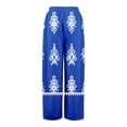 thumbnail image 5 of Women's Geometric Print Palazzo Pants - High Waist Wide Leg Bohemian Summer Casual Trousers with Elastic Waist ,Royal Blue,2XL, 5 of 8