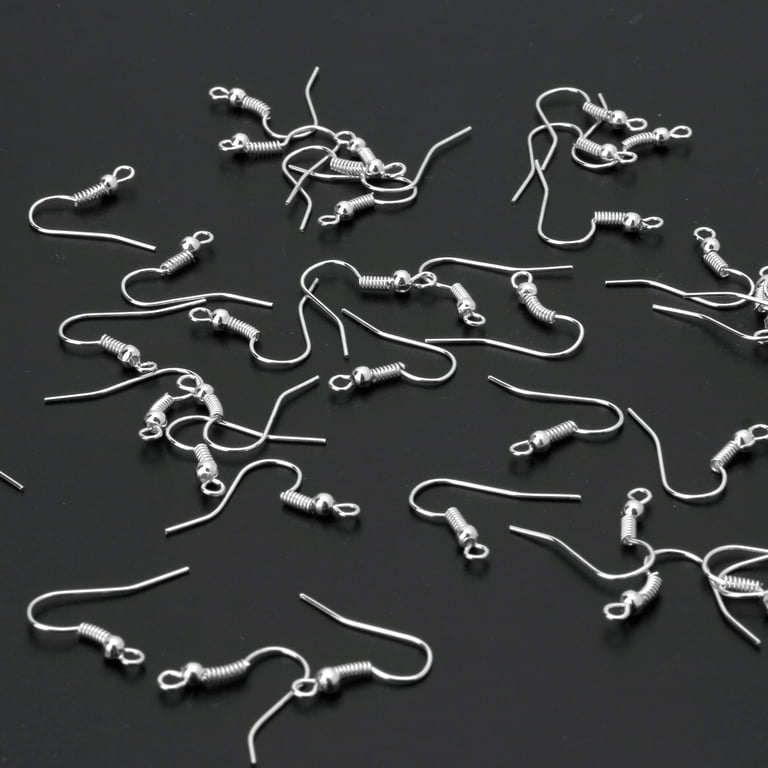 100x Silver Earring Hooks Ear Wires Fish Hooks Hypoallergenic Earring Making, Women's, Size: Small