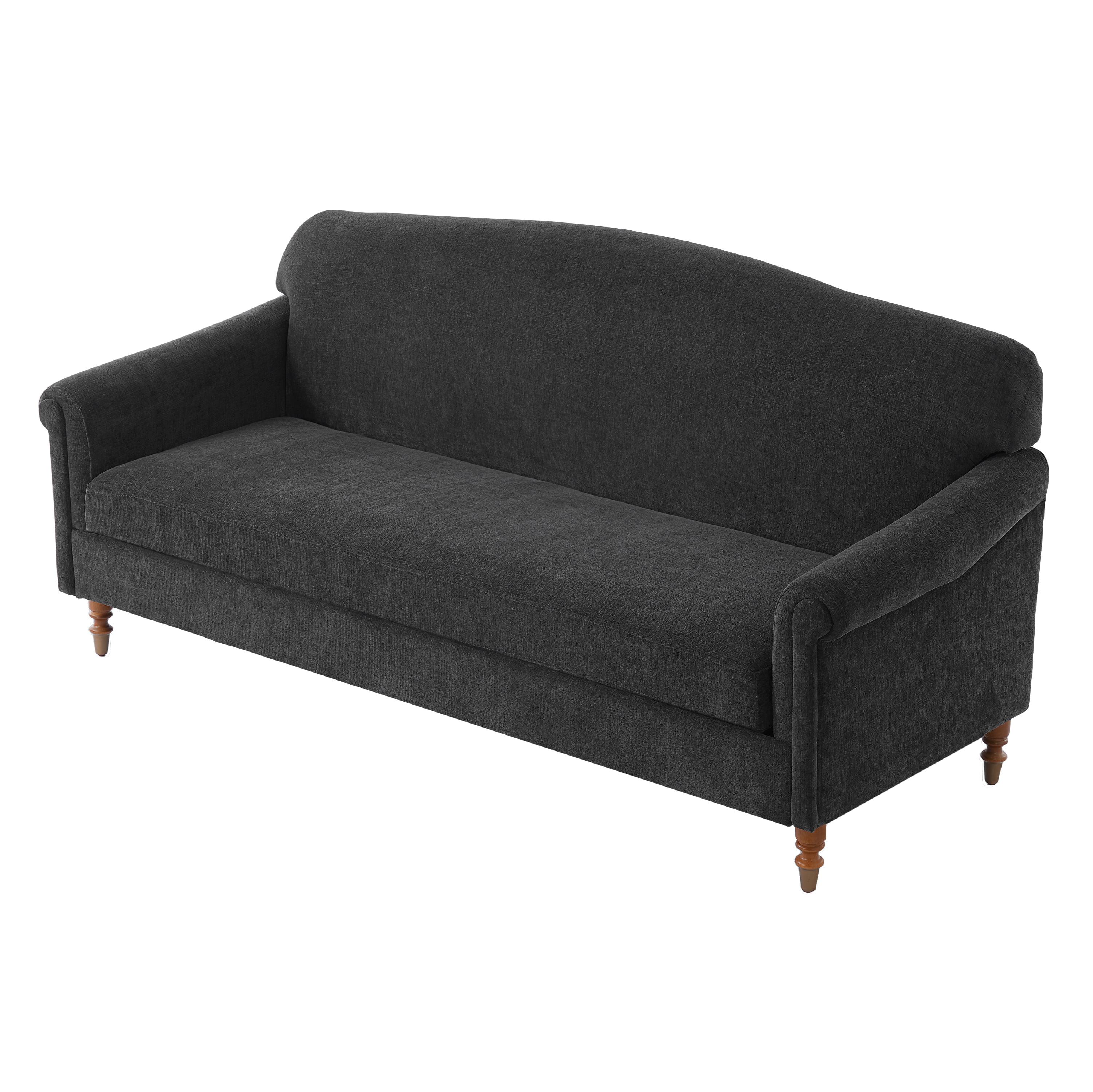 Elegant 77.5-Inch Loveseat Sofa with Rolled Arms and Chenille Upholstery, 2-Seater Couch for Living Room and Reading Corner, Grey