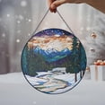 thumbnail image 3 of Winter Forest Suncatcher, Mountain Range Landscape Stained Glass Window Hanging, Travel Lover Gift, Family Keepsake Gift for Mom, Grandma, 3 of 3