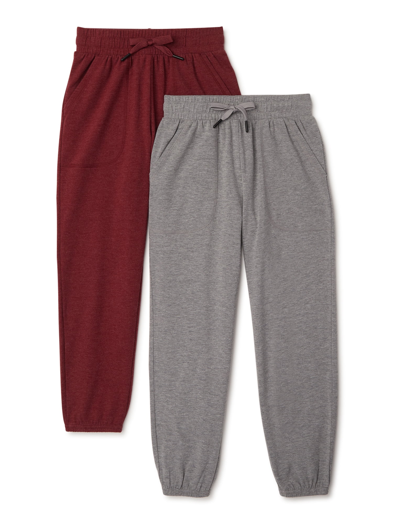 Athletic Works Boys Jersey Knit Open Bottom Pants, 2Pack, Sizes 418