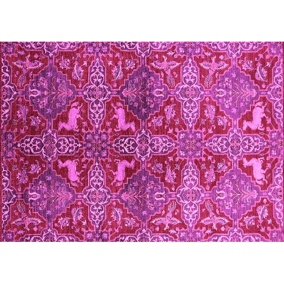 Ahgly Company Indoor Rectangle Oriental Pink Industrial Area Rugs, 3' x 5'