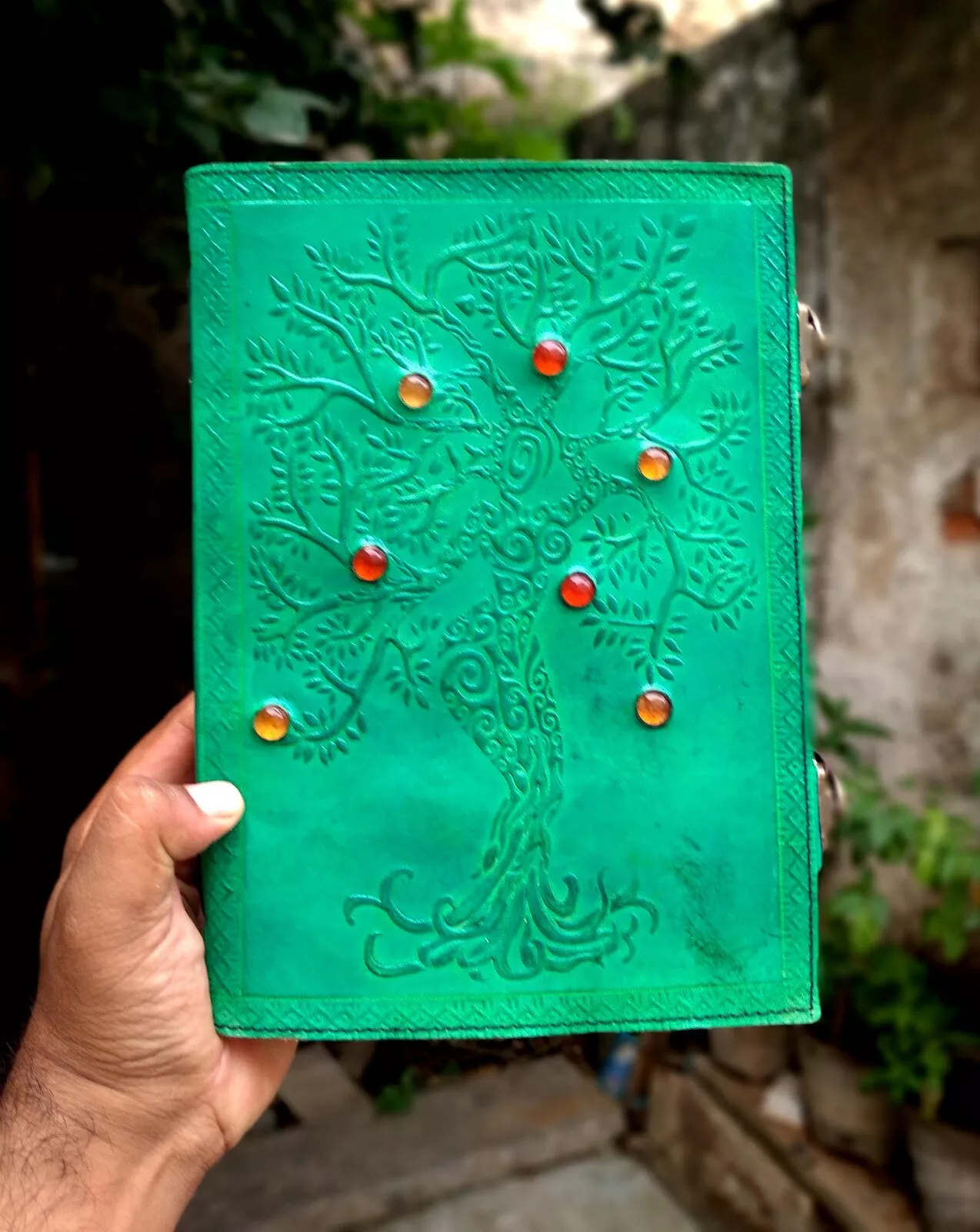 Handcrafted Embossed Tree of Life Design Vintage Leather Bound Journal Energy Reiki Healing Diary Blank Notebook For Men & Women