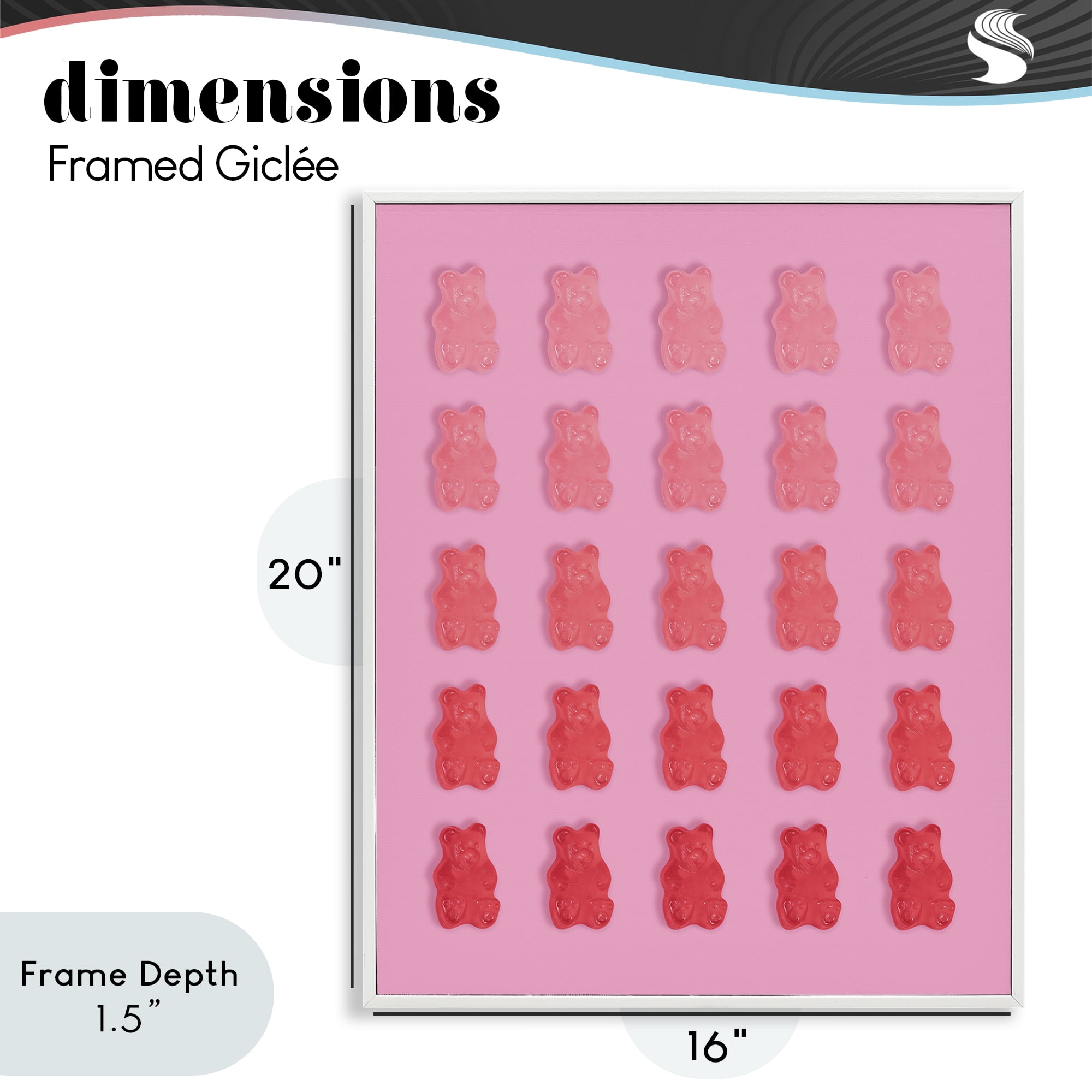 Stupell Industries Pink & Red Bear Gradient White Framed Giclee Art, design by LISH Creative