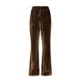 thumbnail image 5 of ClodeEU Women's Velvet Flare Pants With Pockets,Drawstring Elastic Waist Wide Leg Pant Brown,Womens Plus L, 5 of 8