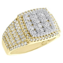 10K Yellow Gold Round Diamond Channel Set Cluster Pinky Ring 15mm Band 1.95 CT.