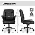 thumbnail image 3 of HYJY Office Desk Chair Executive Computer Ergonomic PU Leather Mid-Back Gaming Chair with Wheels Adjustable Flip-up Armrest Swivel for Home, Bedroom, Study (Jet Black), 3 of 12