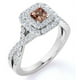 thumbnail image 1 of JeenMata Anillo de Compromiso Elegante de Oro Blanco de 18 K sobre Plata con Morganita Creada en Corte Cuadrado de 1 Quilate, Banda Retorcida, Pavé y Doble Halo, 1 of 6