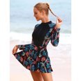 thumbnail image 2 of IDOPIP 2 Piece Long Sleeve Rash Guard Set Long Sleeve Swimsuit Zip Front Swim Shirt Dress with Shorts, 2 of 8