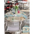 thumbnail image 4 of Outdoor Tablecloth with Umbrella Hole and Zipper, Teal Blue Brown Beach Coastal Round Table Cloth 54 Inch Waterproof Tablecloth, Nautical Shell Starfish Coral Summer Picnic Table Cover for Patio, 4 of 7