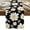 White, Black, Yellow, variant on Table Runner Dresser Scarves 36 Inch Long,Summer Daisy Flower Bee on Black Linen Dining Table Runners