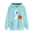 thumbnail image 5 of EchfiProm Blue Sweatshirts for Womens with Pocket Oversized Pullover Hooded Ghost Print Long Sleeve Soft Ladies Tops 2XL, 5 of 5