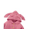 thumbnail image 4 of Toddler Baby Girls Long Sleeve Knitted Cardigan Button Down Solid Color Rabbit Ear Hooded Coat Tops, 4 of 6