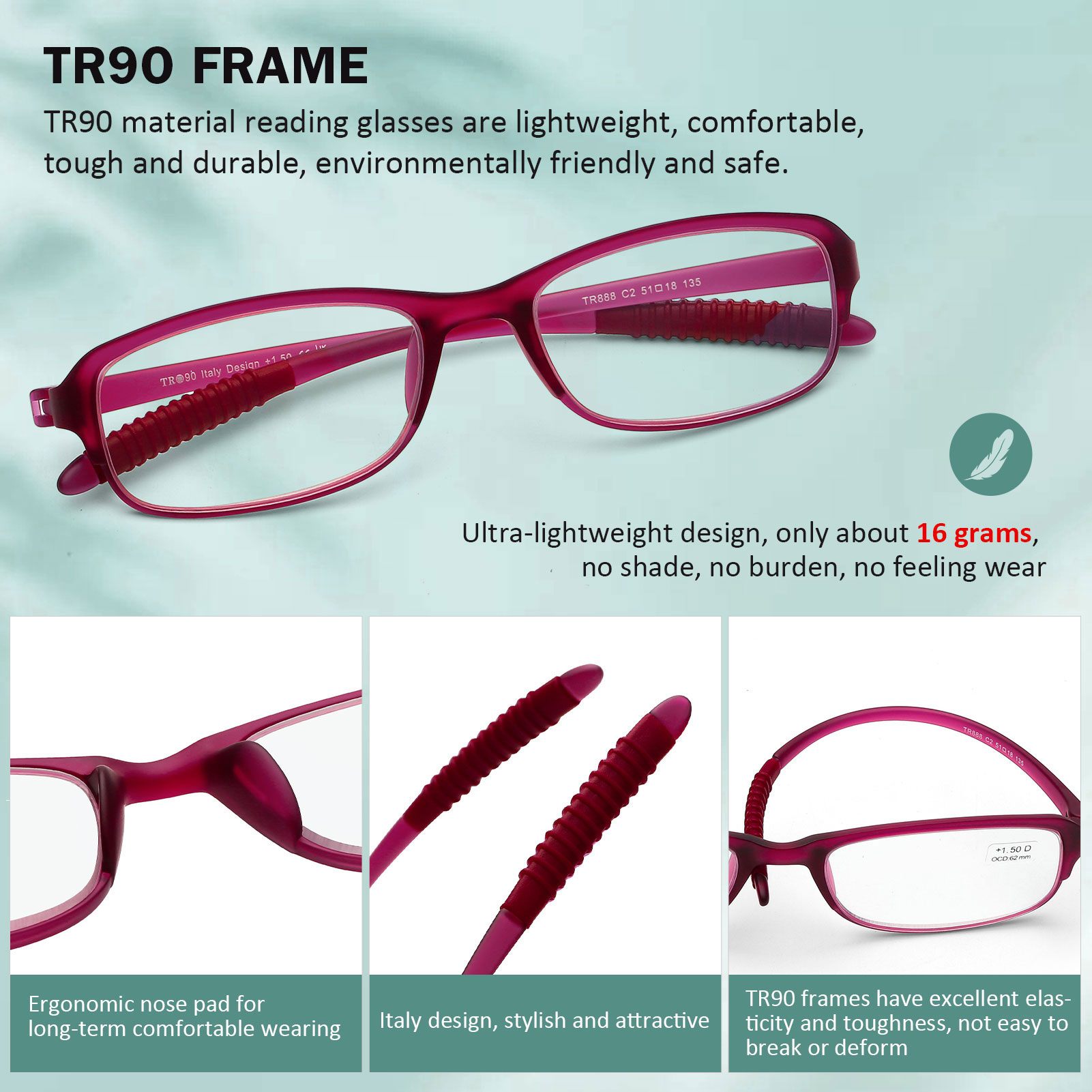 DOOViC 4 Pack Blue Light Blocking Reading Glasses 2.00 Anti Eyestrain TR90 Flexible Ultralight Readers for Women Men