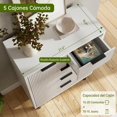 thumbnail image 4 of Cómoda moderna de cinco cajones con cinco cajones empotrados, mesita auxiliar de madera, patas metálicas, amplio espacio de almacenamiento y mecanismo antivuelco., 4 of 7