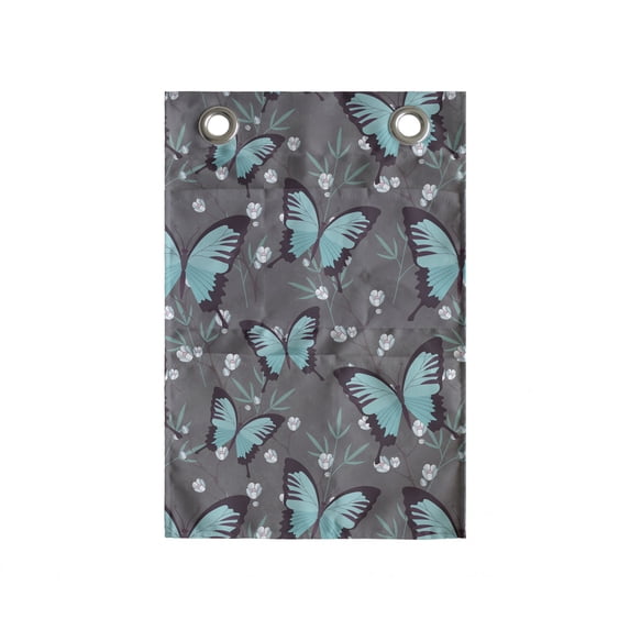 Butterflies Hanging Pocket Organizer, Pattern of Repetitive Spring Flower Silhouettes Spring Season Design, Printed Polyester Storage Bag with Pockets, 14" x 20", Seafoam and Grey