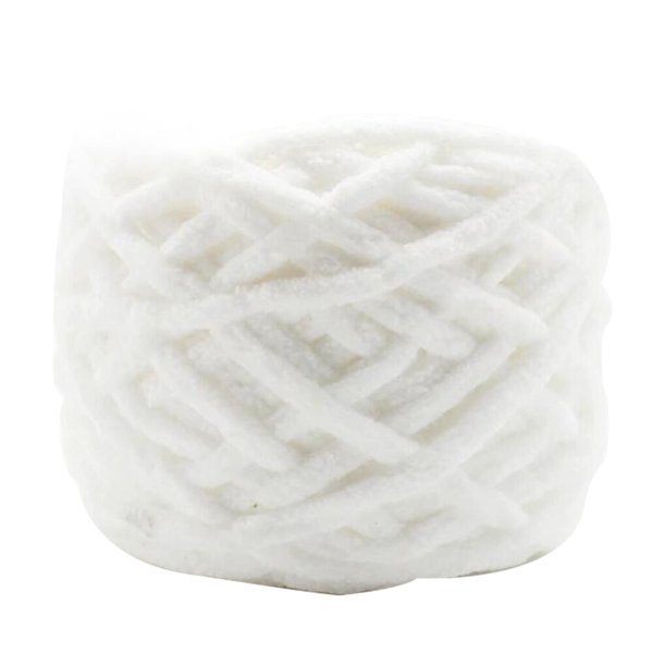 Moyic Hilo de tejer de poliéster de mezcla de algodón de alta calidad, 1 unidad, tejido de hilo de ganchillo, bufanda, suéter, accesorios Tela de costura y artesanía blanco sólido