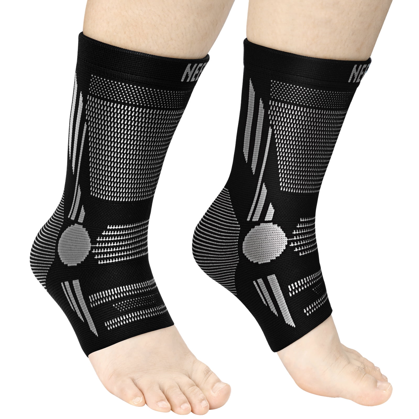 NEENCA Ankle Brace Compression Sleeve, Heel Brace  (Pair) Black XL