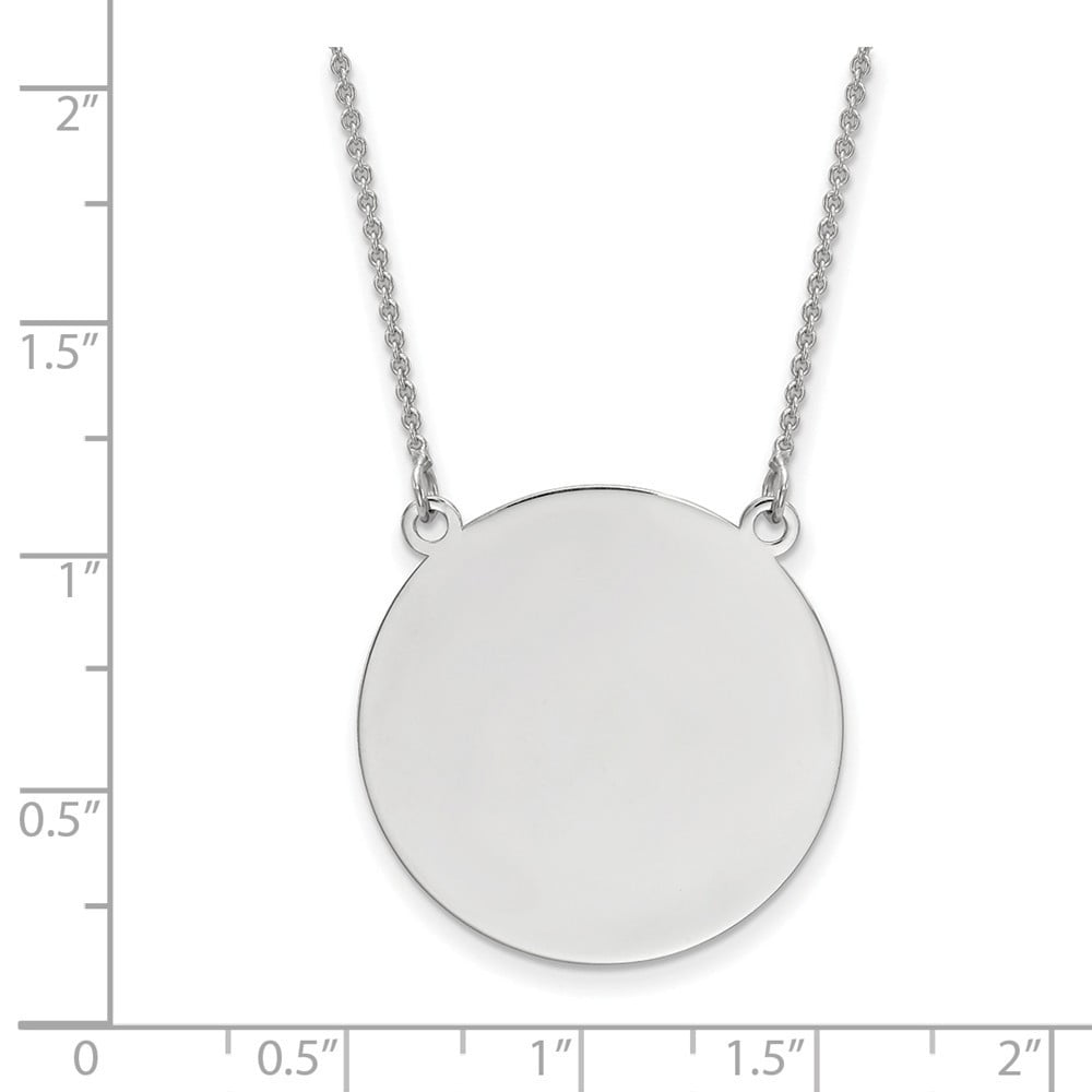 21mm x 15mm Solid 14k White Gold Plain .009 Gauge Circular Engravable Disc Charm Pendant