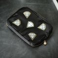 thumbnail image 2 of Hives and Honey Women's Bryn Nylon Jewelry Accessory Travel Pouch with Embroidered Diamonds in Black, 2 of 6