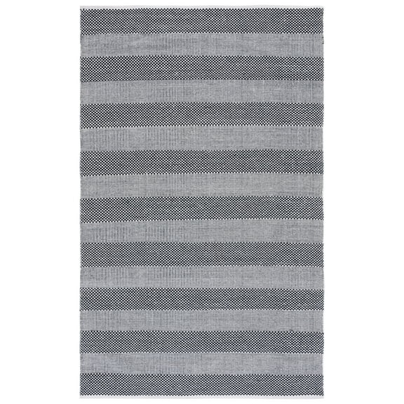 SAFAVIEH Striped Kilim Hilbert Striped Cotton Area Rug, Ivory/Black, 4' x 6'