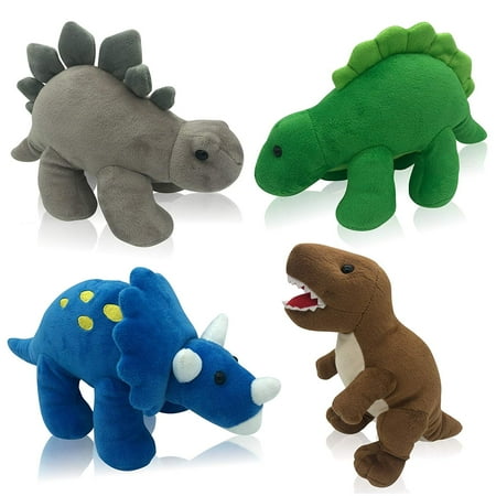 Large Dinosaur Set [Set of 4 Dinos] | Stegosaurus, Triceratops,& Tyrannosaurus Rex Toy Set for Boys & Girls
