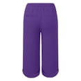 thumbnail image 4 of felwors Wide Leg Capri Pants for Women Plus Size Cotton Linen Bermuda Shorts Casual Summer Cropped Lounge Trousers Beach Pant (Dark Purple, XXXXL), 4 of 4