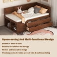 thumbnail image 3 of Bellemave Twin Size Daybed with Storage Drawers and Shelves Space-saving Wooden Daybed Frame Twin Storage Platform Bed Frame for Teens, No Box Spring Needed (Twin, Walnut), 3 of 11