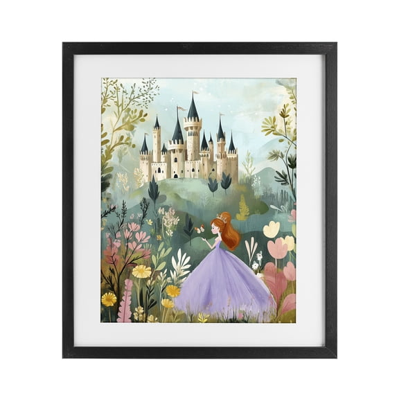 Stupell Industries Princess Day Out Black Framed Print Under Glass, design by Christine Simpson Art