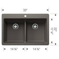 thumbnail image 5 of Blanco 443206 33 x 22 in. 1H 2B Dual Mount Kitchen Sink - Truffle, 5 of 7