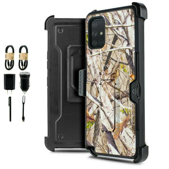 Value Pack ! for Samsung Galaxy A72 5G Card Slot Magnetic Phone Case 360° Cover Clip Kickstand Holster Hybrid Shock Bumper with Tempered Glass