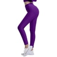 thumbnail image 4 of Women High Waisted Workout Yoga Pants Butt Lifting Scrunch Booty Leggings Tummy Control Anti Cellulite Textured Tights Purple M, 4 of 5