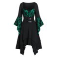 thumbnail image 1 of Vestidos Para Mujer Otoño Calavera Manga Larga Cuello Cuadrado Malla Empalme Irregular Fiesta Odeerbi ODB147519, 1 of 7