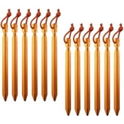 Richgv 12 Pack Tent Stakes, 7075 Ground Metal Camping Aluminum Tent Pegs, Lightweight Stakes Heavy Duty Spikes, Orange