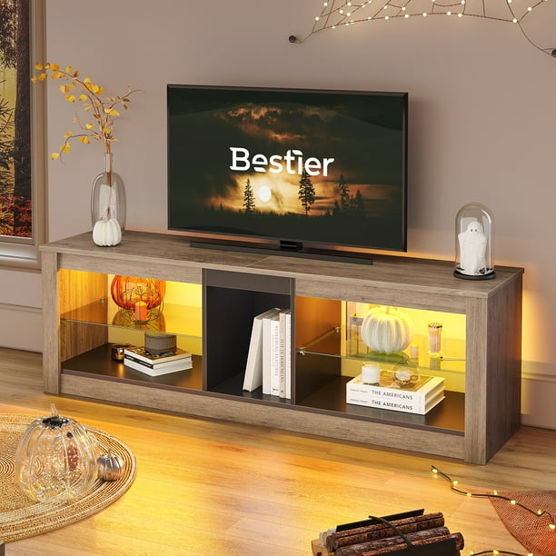 Bestier RGB Support de Télévision pour Téléviseurs jusqu'à 60" avec Éclairage LED Centre de Divertissement