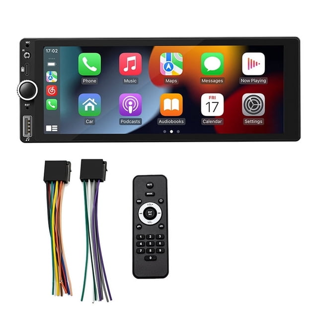 Radio Multimedia para Coche de 1 Din, 6,86 Pulgadas, HD, Carplay, Pantalla Táctil, Enlace de Espejo, Estéreo, Bluetooth, USB, FM, Cámara