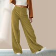 thumbnail image 2 of Women's Corduroy High Elastic Waist Wide Leg Pocketed Pants Trouser Comfortable Stretchy Casual Trousers for Everyday Wear, 2 of 2