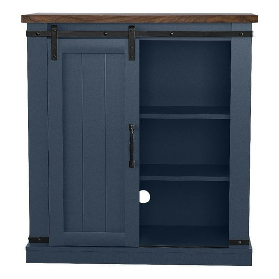 Maklaine 32" Compact TV Stand for 40" TVs w/ Barn Door Design - Navy