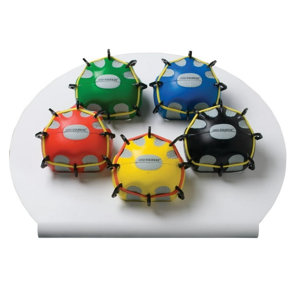 CanDo Digi-Extend n' Squeeze Hand Exerciser with Stand, Medium 5-piece Set, Yellow through Black