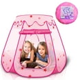 thumbnail image 2 of ArtCreativity Princess Castle Pop-up Tent for Kids Ages 3+ – Fairy Tale Theme Playhouse, Princess Character Group, Indoor & Outdoor Use, Pink, 2 of 7