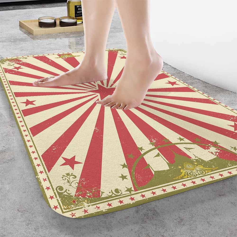 Circus Bath Rugs Microfiber Bathroom Mat Soft Plush Shaggy Shower Mat for Bathroom Fluffy Comfortable Water Absorbent Carpet Non-Slip Machine Washable 20"X30"