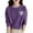 Purple, variant on Women's Hand-Crochet Detail Sweater, 3D Floral Embroidered Pullover, Casual Crewneck Knit Top, Boho Chic Long Sleeve Blouse, Lightweight Textured Pullover Beige L