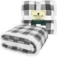 thumbnail image 2 of Buffalo Plaid Sherpa Blanket Throw Twin | Fuzzy White Light Gray Checkered Flannel Fleece Blanket for Couch Bed | Fluffy Warm Soft Plush Microfiber Blanket | 60x80, 2 of 7