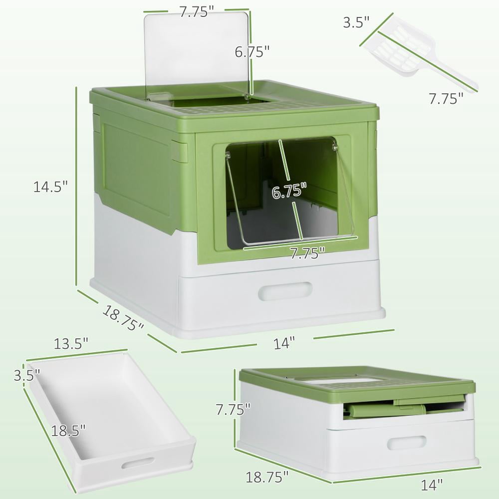 Fully Enclosed Cat Litter Box with Front Entry