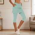 thumbnail image 3 of Yuhangmm Women's Pants, Versatile Knit Capri Pants with Pockets for Everyday Workouts and Travel Cozy Pull-On Skirt-Pants for Tennis Yoga Comfort Mint Green M, 3 of 6