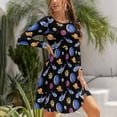 thumbnail image 5 of Fall Dresses for Women 2024, Whales In Space Womens Fall Dresses Long Sleeve Casual Tie Waist Clothes, Womens Fall Fashion 2024 Midi  Dresses Outfits with Pocket, 5 of 6