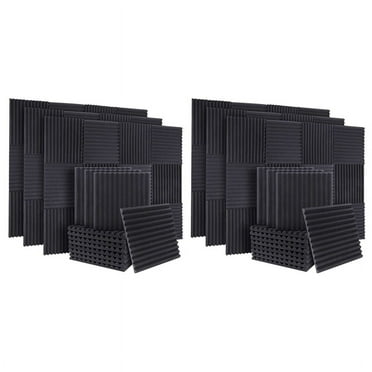 100Pcs Acoustic Soundproof Foam Sound Absorbing Panels Sound Insulation Panels Wedge for Studio Walls Ceiling,100 x Acoustic Foam Panels,Black