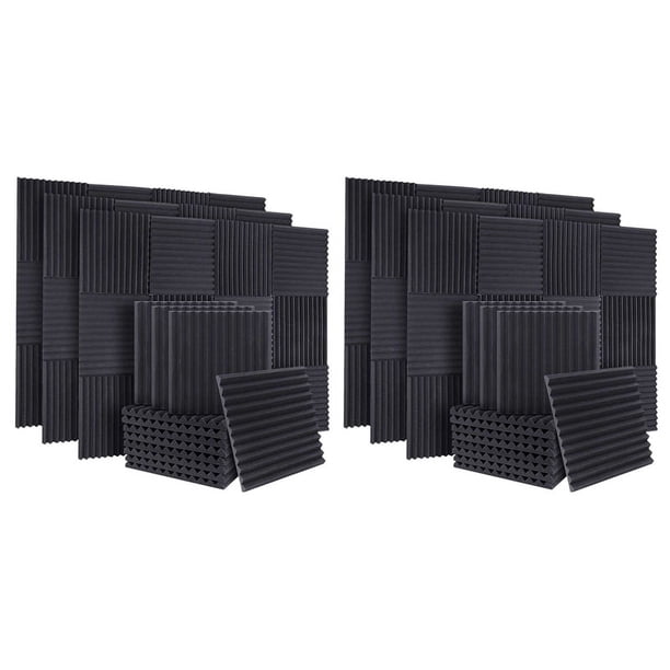 Paneles Absorbentes de Sonido de Espuma Insonorizada Acústica de 100 Piezas Paneles de Aislamiento Acústico Cuña para Paredes de Estudio Techo 1 x 12 x 12 Pulgadas