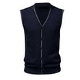 thumbnail image 3 of Bcfgryg Male Autumn And Winter Single Buckle Sweater Vest Vest V Neck Pure Color Wool Collarless Shirt Combined Body Type Non Hooded Vest Sweater Vest Vest for Men, 3 of 4